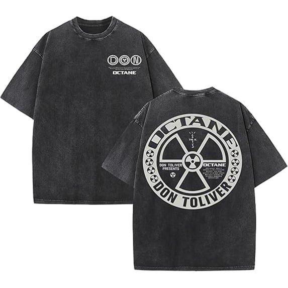 SylvBegna T-Shirts OCTANE Washed Cotton TShirt For Men Women Short Sleeve Loose Crewneck Tees Tops