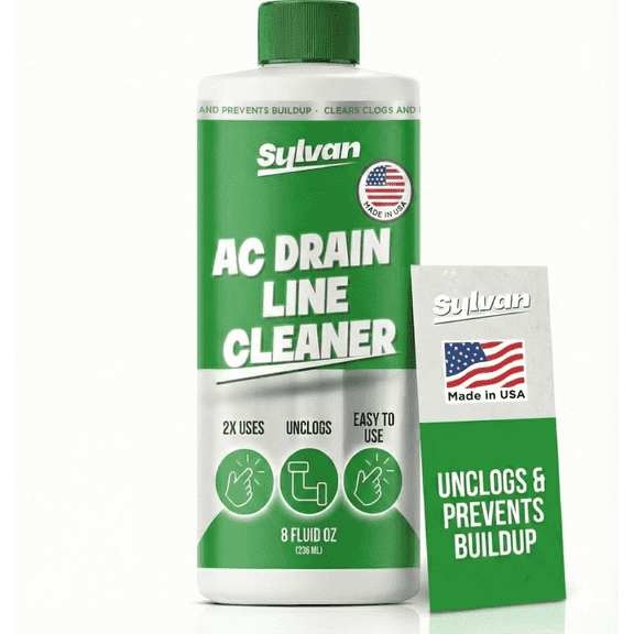 Sylvan AC Drain Line Cleaner | 8 oz | nstant Relief | Made in USA | Universal Compatibility | Removes Clogs and Buildup from HVAC Condensate Lines | Air Conditioner Unclogger