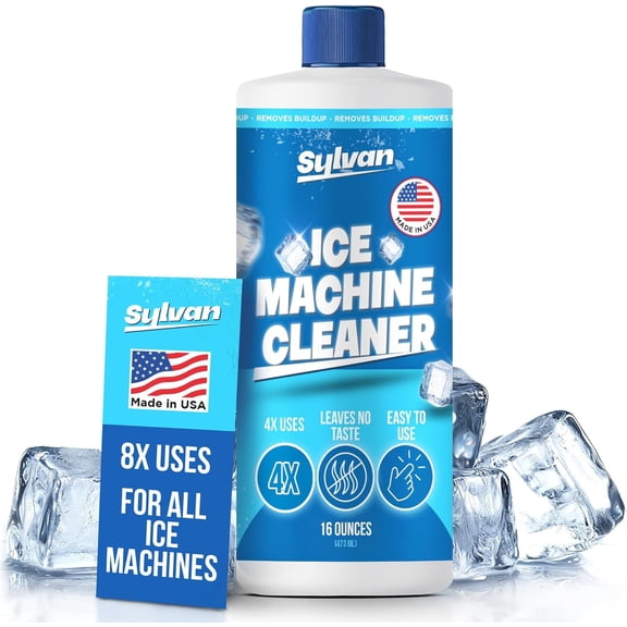 Sylvan Ice Machine Cleaner and Descaler | 16 oz | Made in USA | Nickel Safe Ice Maker Cleaner and Descaler | Universal Compatibility for Commercial & Residential Ice Makers