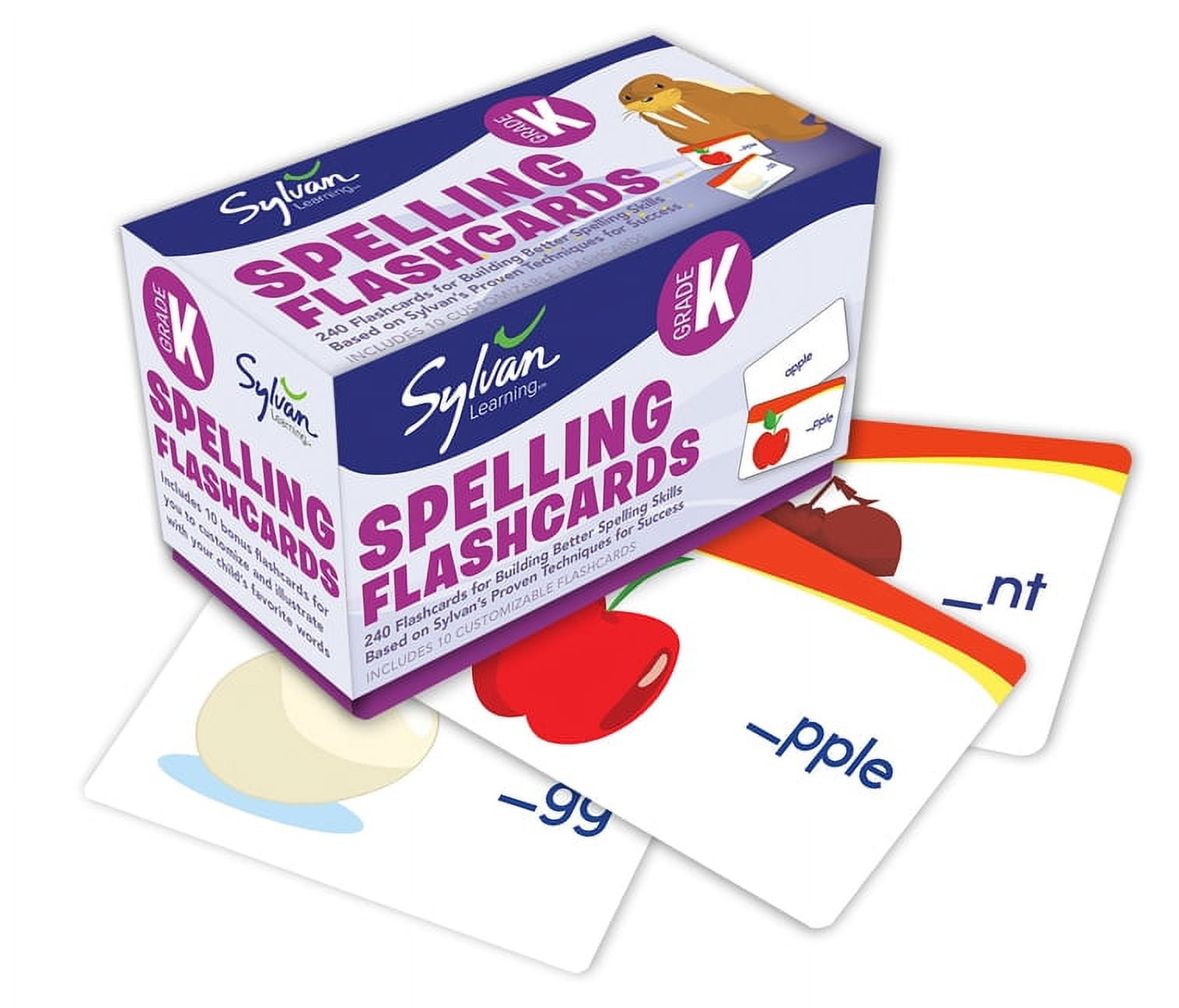 Sylvan Language Arts Flashcards: Kindergarten Spelling Flashcards : 240 ...