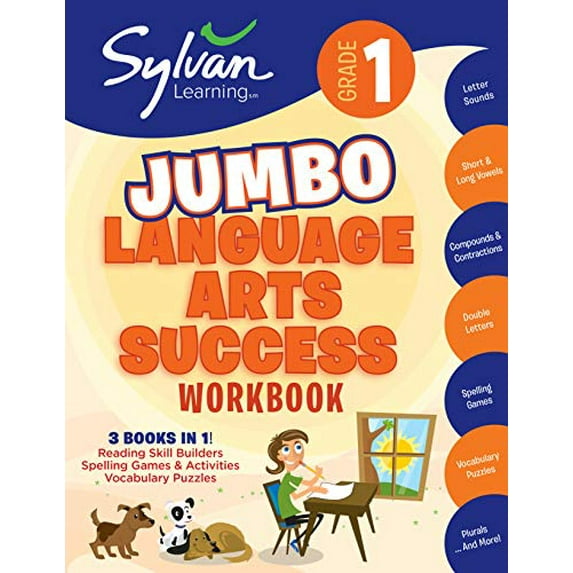 Pre-Owned 1st Grade Jumbo Language Arts Success Workbook: 3 Books in 1 # Reading Skill Builders, Spellings Games, Vocabulary Puzzles; Activities, Exercises, and (Paperback) 037543030X 9780375430305