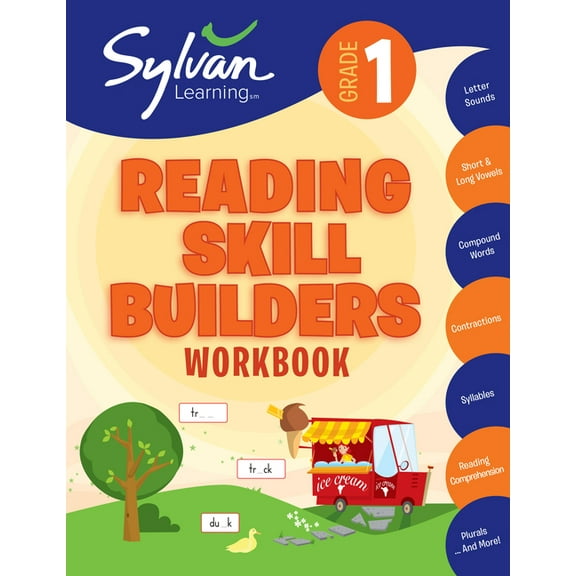 Pre-Owned Sylvan Language Arts Workbooks 1st Grade Reading Skill Builders Workbook: Letters and Sounds, Short and Long Vowels, Compound Words, Contractions, Syll, (Paperback)