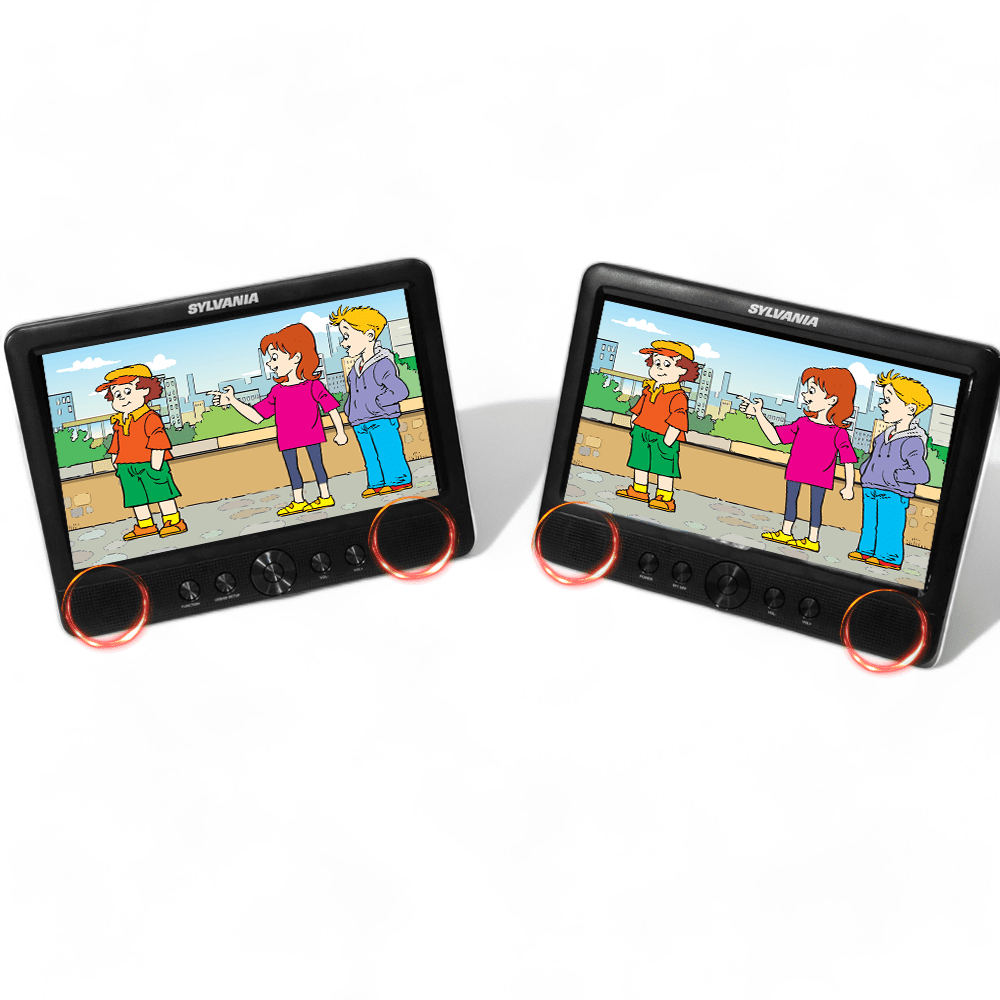 Sylvania 10.1 Inch Dual Screen Portable DVD Media Player Black