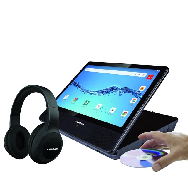 Sylvania 10.1" Quad Core Tablet/Portable DVD Combo With Bluetooth Headphones, 1GB/16GB, Android 10, SLTDVD1024_Combo