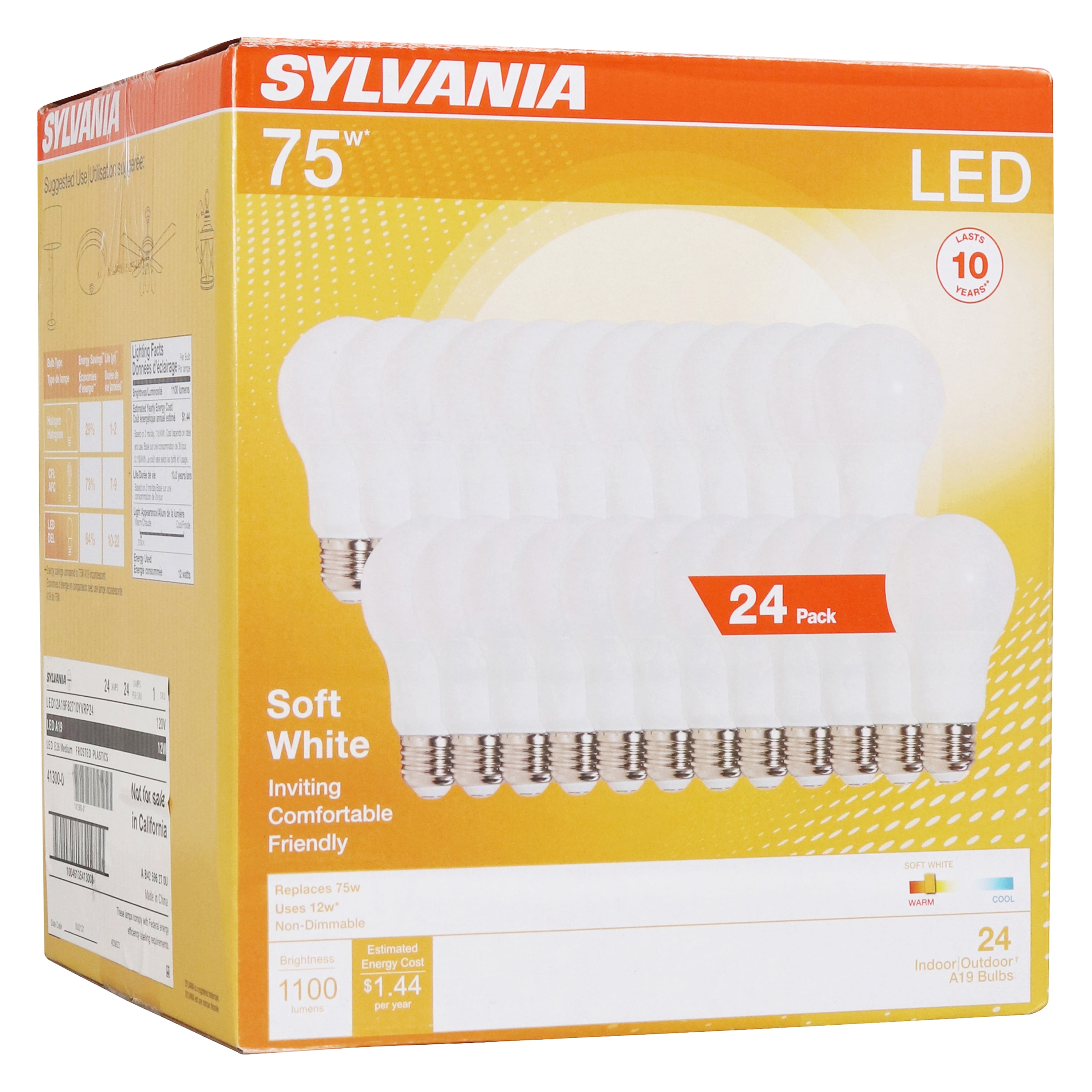 Soft White Frosted LED A19 Light Bulbs, 24-Pack