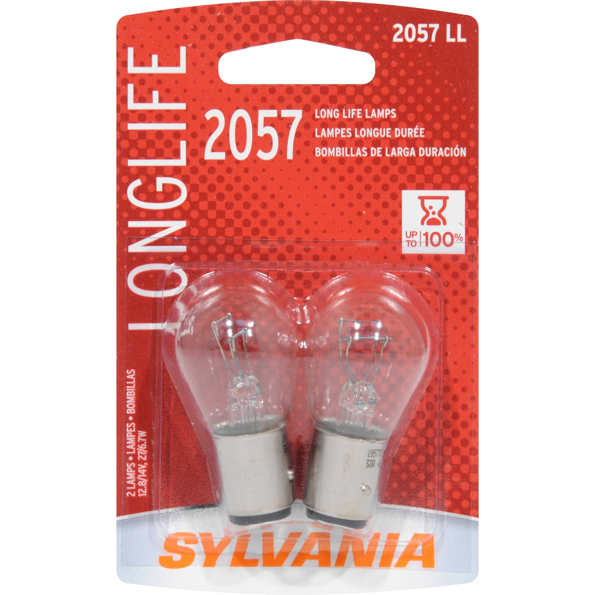 Sylvania 2057 Long-Life Miniature Bulb, 2 pack, Compatible with Multiple Cars