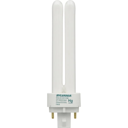 Sylvania 20667 4-Pack CF13DD/E/841/ECO 13-Watt Double Tube Compact Fluorescent Light Bulb, 4100K, 900 Lumens, T4 Shape, 82 CRI, 4-Pin G24q-1 Base