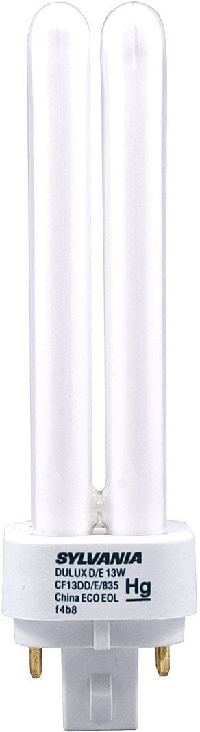 Sylvania 20671 12-Pack CF13DD/E/835/ECO 13-Watt Double Tube Compact Fluorescent Light Bulb, 3500K, 900 Lumens, 82 CRI, 4-Pin G24q-1 Base