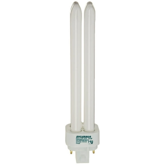 Sylvania 20684 (12-Pack) CF26DD/E/827/ECO 26-Watt Double Tube Compact Fluorescent Light Bulb, 2700K, 1710 Lumens, 82 CRI, 4-Pin G24q-3 Base