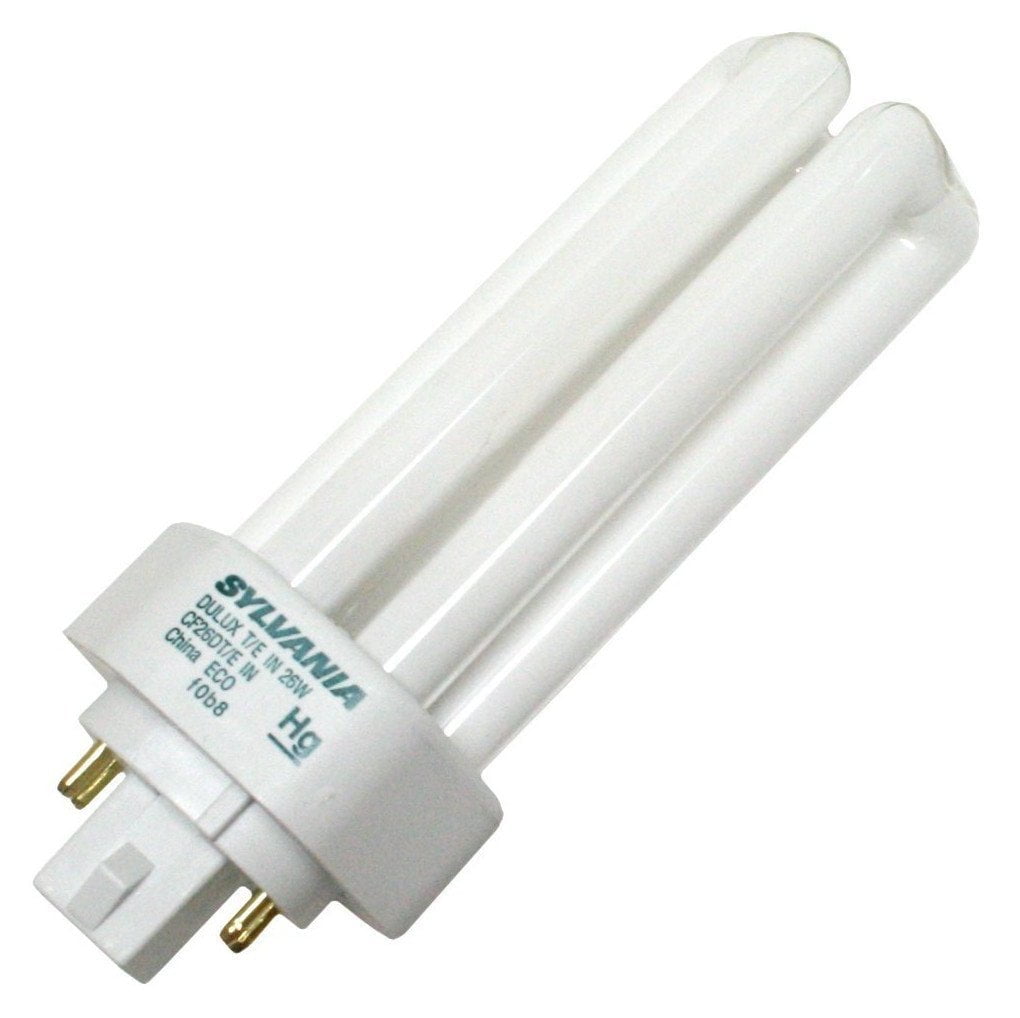 Sylvania 20879 12-Pack CF26DT/E/IN/827/ECO 26-Watt Triple Tube Compact Fluorescent Light Bulb, 2700K, 1746 Lumens, 82 CRI, T4 Shape, 4-Pin GX24q-3 Base