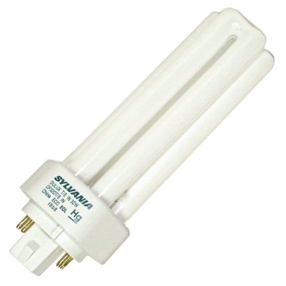 Sylvania 20883 (6-Pack) CF32DT/E/IN/827/ECO 32-Watt Triple Tube Compact Fluorescent Light Bulb, 2700K, 2400 Lumens, 82 CRI, T4 Shape, 4-Pin GX24q-3 Base