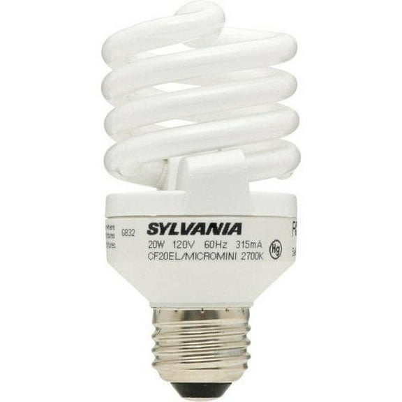 Sylvania 20W CFL Micro Mini Twist Light Bulb, Soft White, 2pk