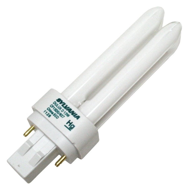 Sylvania 21117 6-Pack 13W Double Tube CFL Bulb – 2700K Warm White, 780 Lumens, GX23-2 Base, 10,000 Hour Life