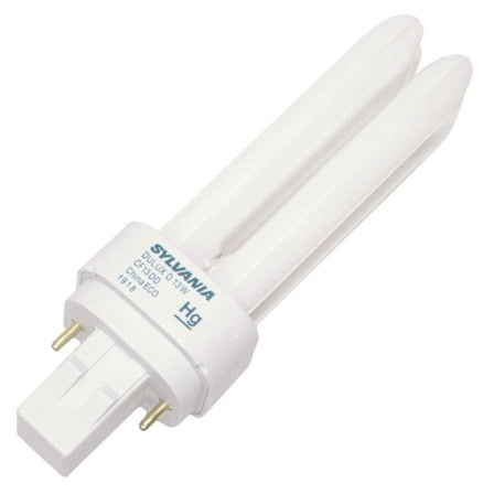 Sylvania 21120 4-Pack CF13DD/841/Eco 13-Watt Double Tube Compact Fluorescent Light Bulb, 4100K, 780 Lumens, 82 CRI, T4 Shape, GX23-2 Bi-Pin Base