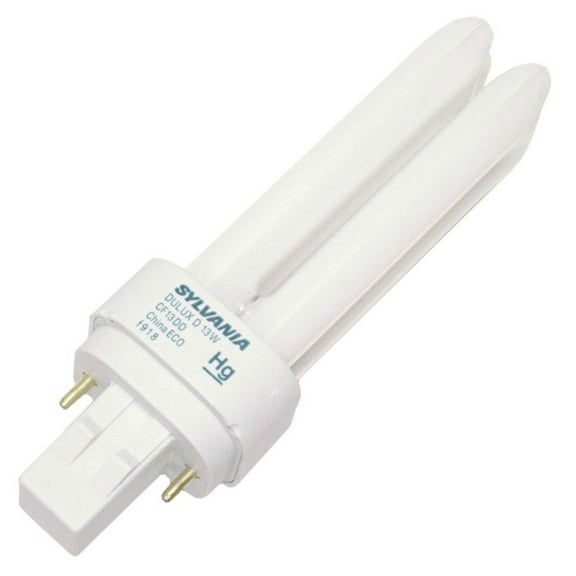 Sylvania 21120 6-Pack CF13DD/841/ECO 13-Watt Double Tube Compact Fluorescent Light Bulb, 4100K, 780 Lumens, 82 CRI, T4 Shape, GX23-2 Bi-Pin Base
