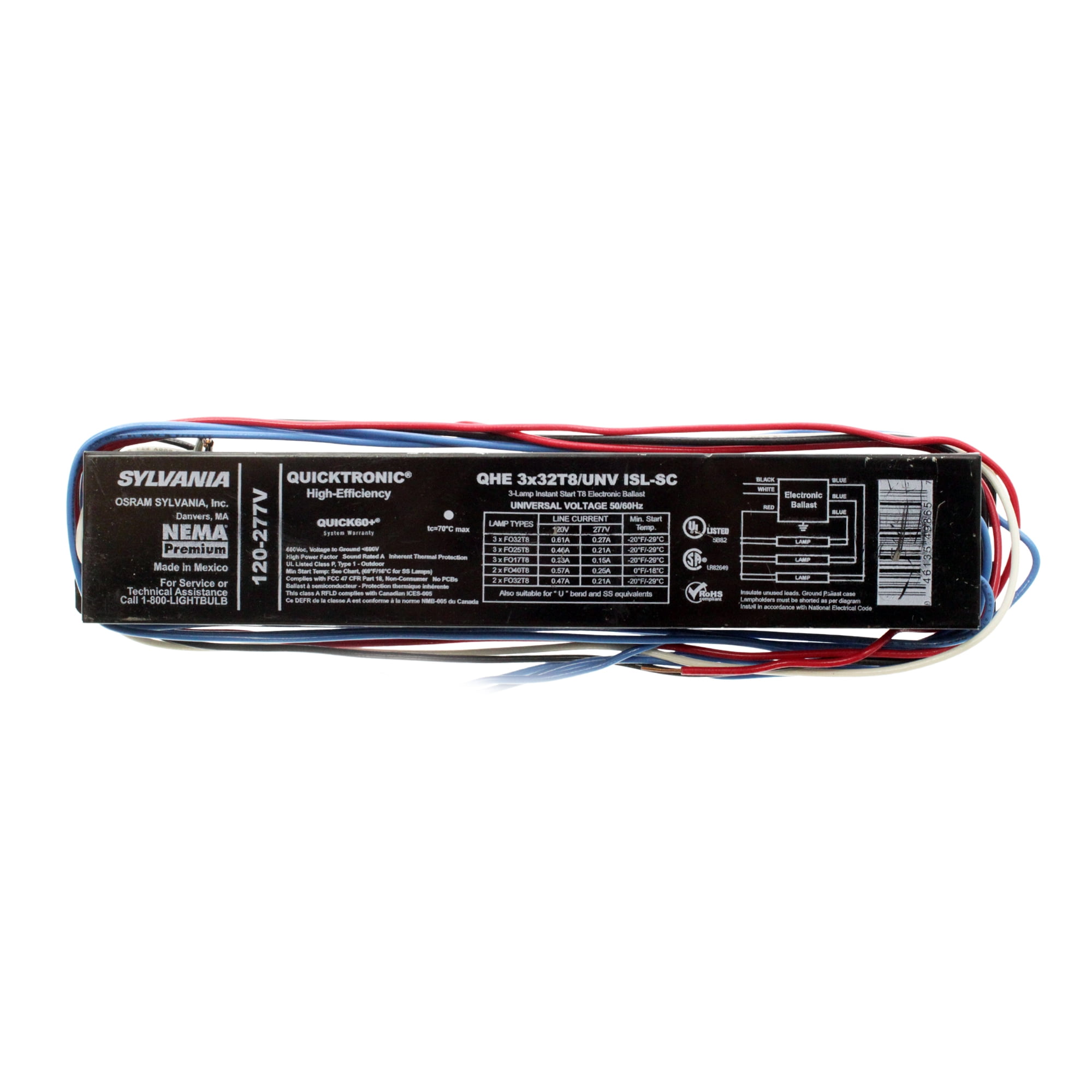 Sylvania 32W 120V T8 3-Lamp High Efficiency Ballast - Walmart.com