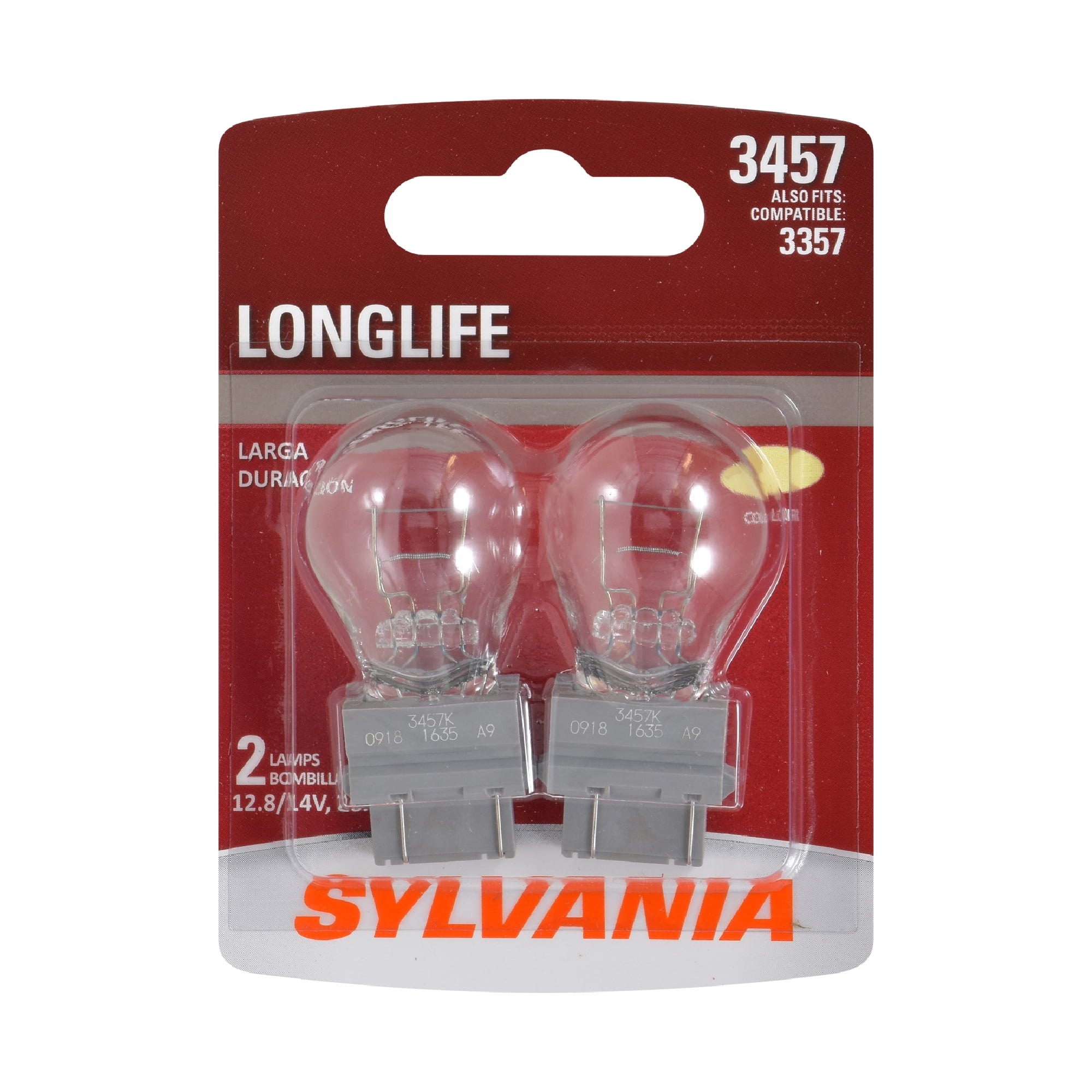 Sylvania 3357 or 3457 Halogen Auto Mini Bulbs, 2 pack, Compatible with Multiple Cars