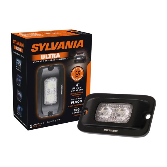 Sylvania 4 Inch Flush Mount LED Light Pod Flood 900 Lumens, 1 Pack