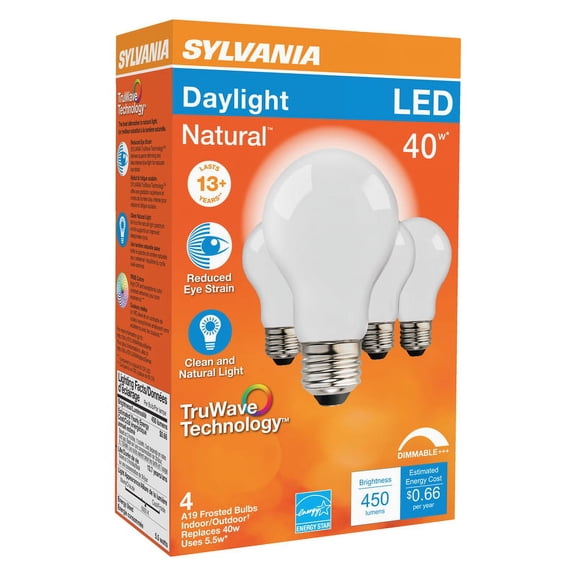 Sylvania 40669 A19 LED Bulb, 5.5 Watt