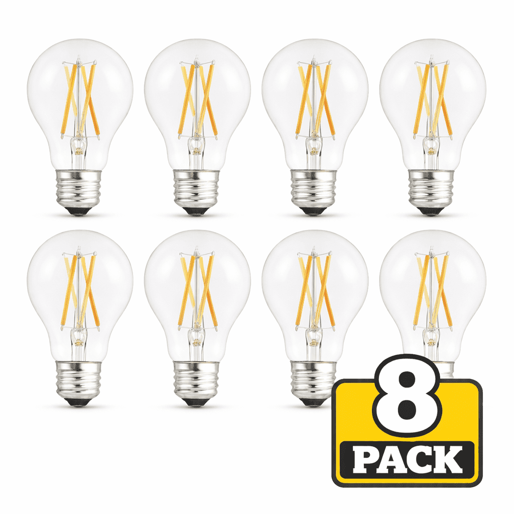 (8-Pack) Sylvania TruWave LED A19 Light Bulbs, 60W Equivalent, Soft White 2700K, Dimmable, Clear Finish, E26 Medium Base