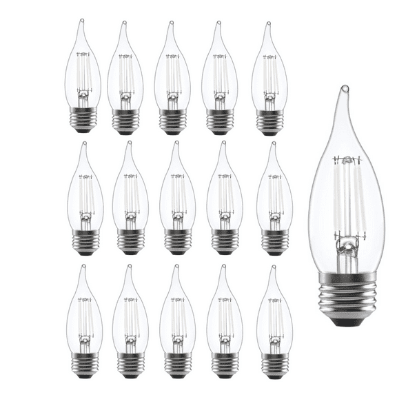 SYLVANIA LED 3.5W (40W Equivalent) Daylight Decor Light Bulbs, B10 White Filament, E26 (16 Pack)
