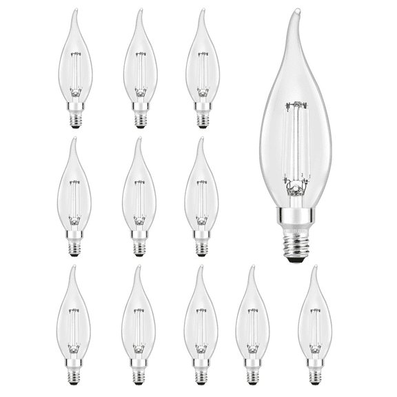 SYLVANIA LED 3.5W (40W Equivalent) Soft White Decor Light Bulbs, B10, White Filament, E12 (12 pack)