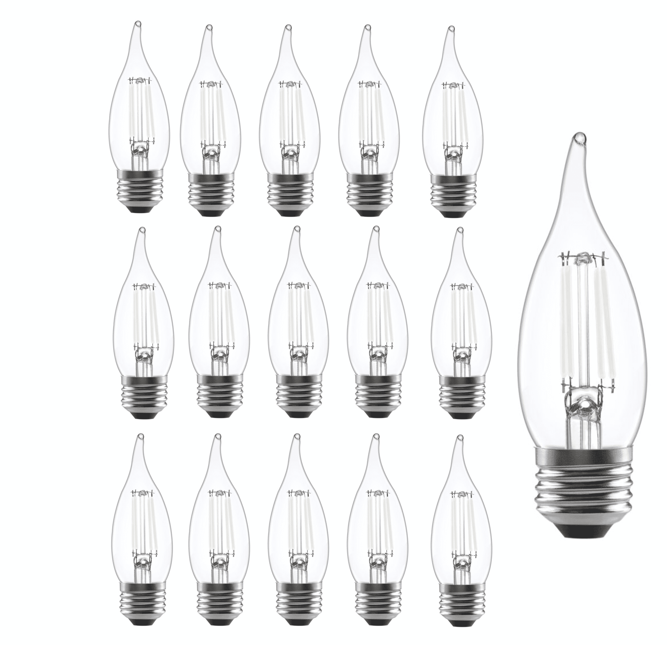 SYLVANIA LED 3.5W (40W Eqv) Soft White Decor Light Bulbs, B10, E26 Base, Dim, White Filament (16 Pk)