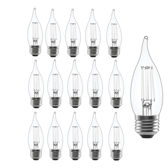 SYLVANIA LED 3.5W (40W Eqv) Soft White Decor Light Bulbs, B10, E26 Base, Dim, White Filament (16 Pk)
