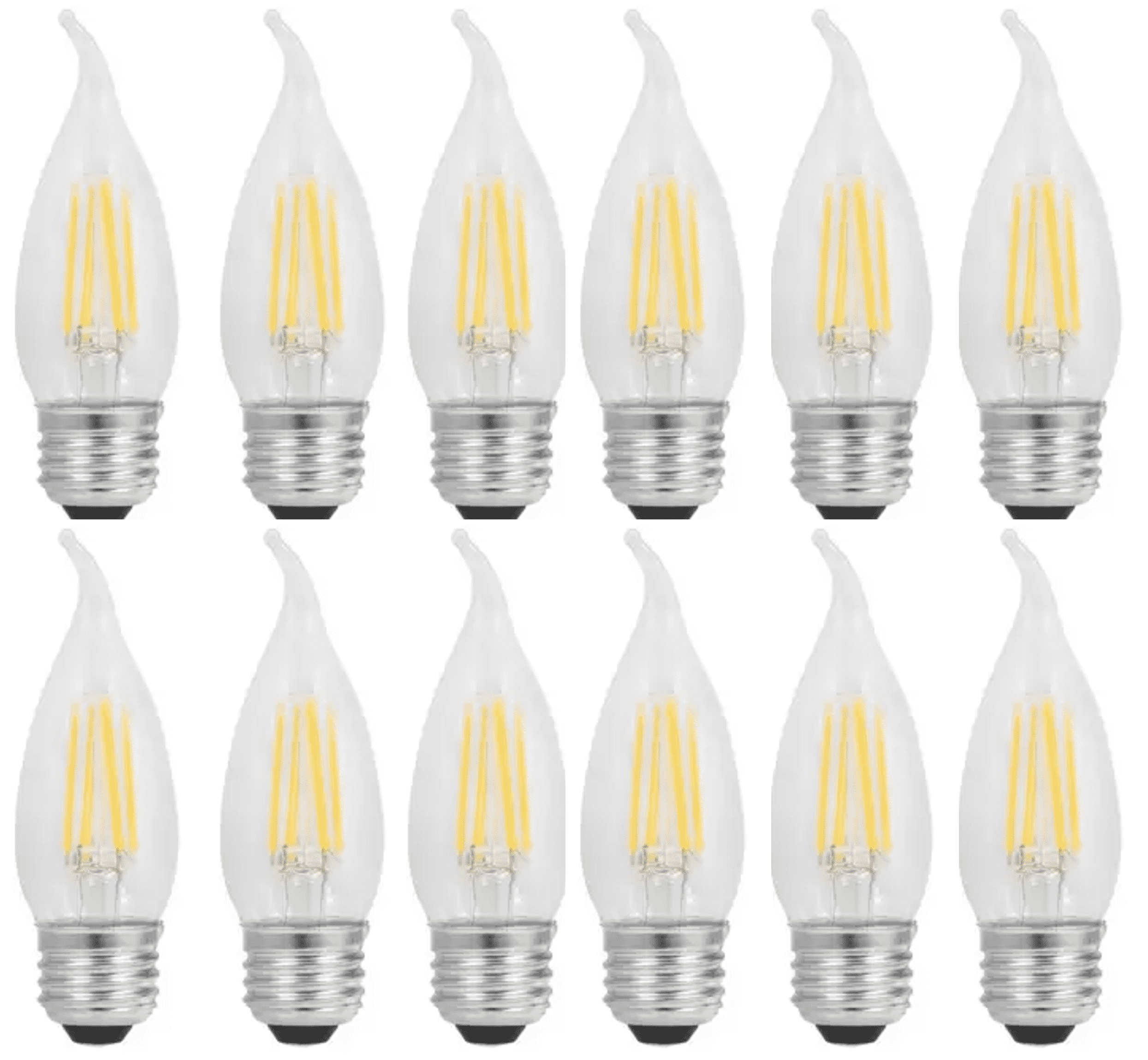 Sylvania 40W B10 TruWave LED Light Bulb, 13 yr, Bent Tip, Daylight, Dimmable, 12 pack