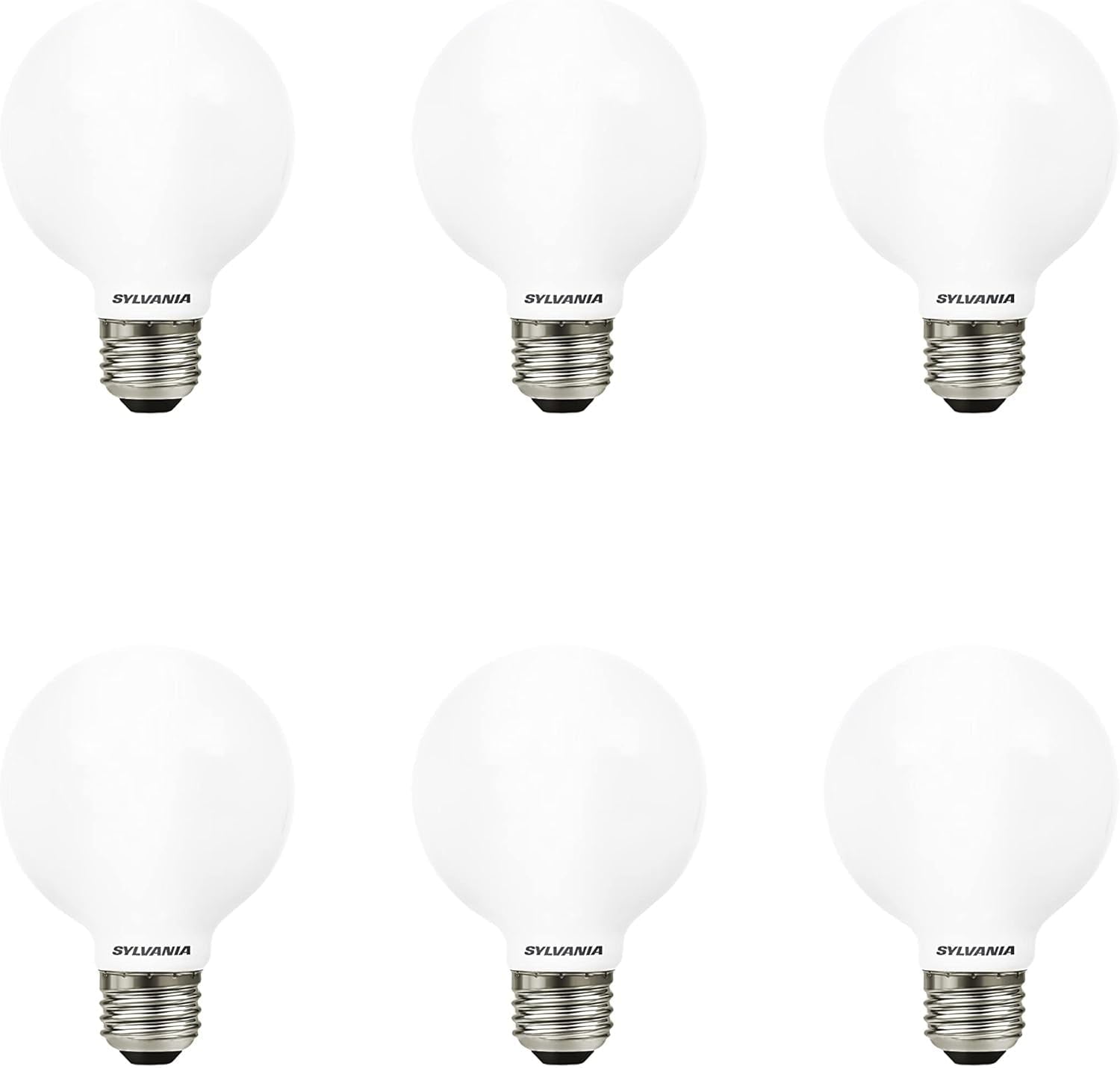 Sylvania 40W G25 TruWave LED Light Bulb, 13 Yr, Daylight, Frosted Glass, Dimmable, 6 Pack