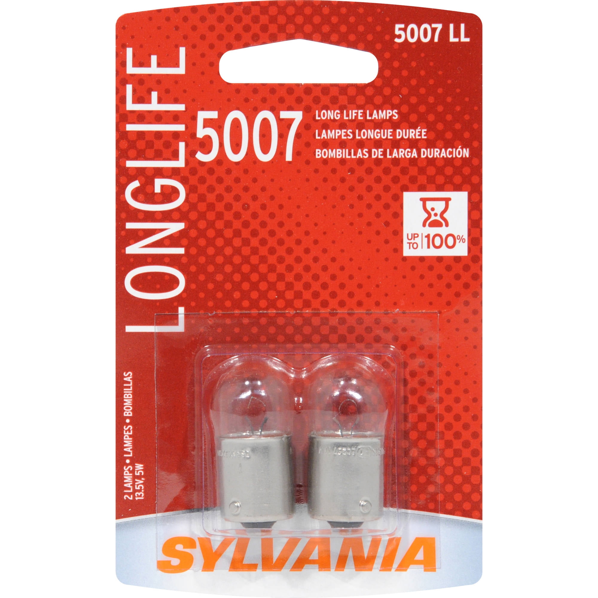 Sylvania 5007 Long Life Automotive Bulb, 2 pack, Compatible with Multiple Cars