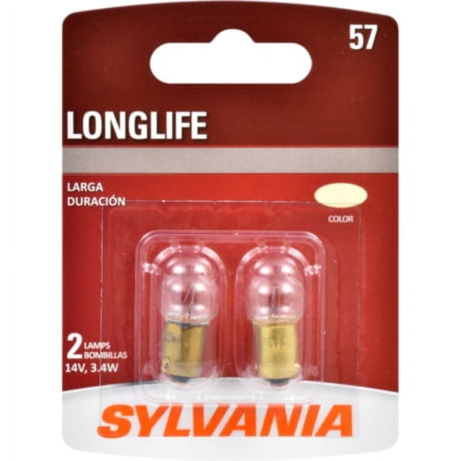 Sylvania 57 Long Life Halogen Auto Mini Bulbs, Pack of 2.