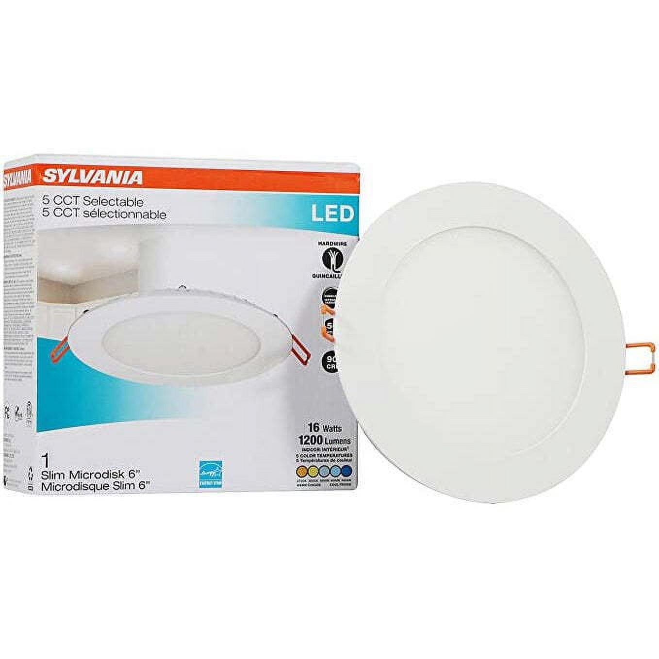 Sylvania 61405 6-inch Color Select LED MICRODISK Downlight - 16W, 2700K-5000K, 1