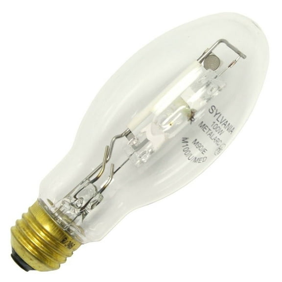 Sylvania 64818 2-Pack M100/U/MED 100-Watt Metal Halide HID Light Bulb, 4000K, 8500 Lumens, E26 Base
