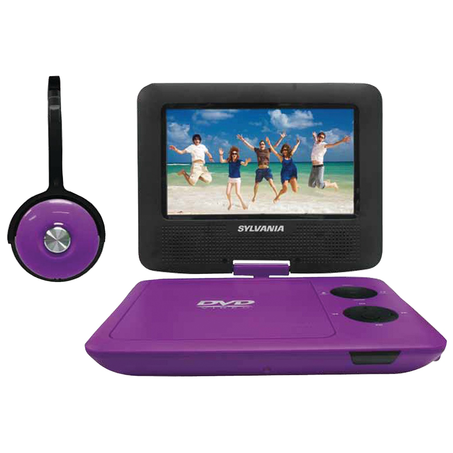 Sylvania 7" Swivel-screen Portable DVD & Media Player With Matching Headphones, SDVD7043-Purpblk - image 1 of 2