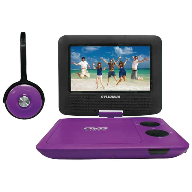 Sylvania 7" Swivel-screen Portable DVD & Media Player With Matching Headphones, SDVD7043-Purpblk