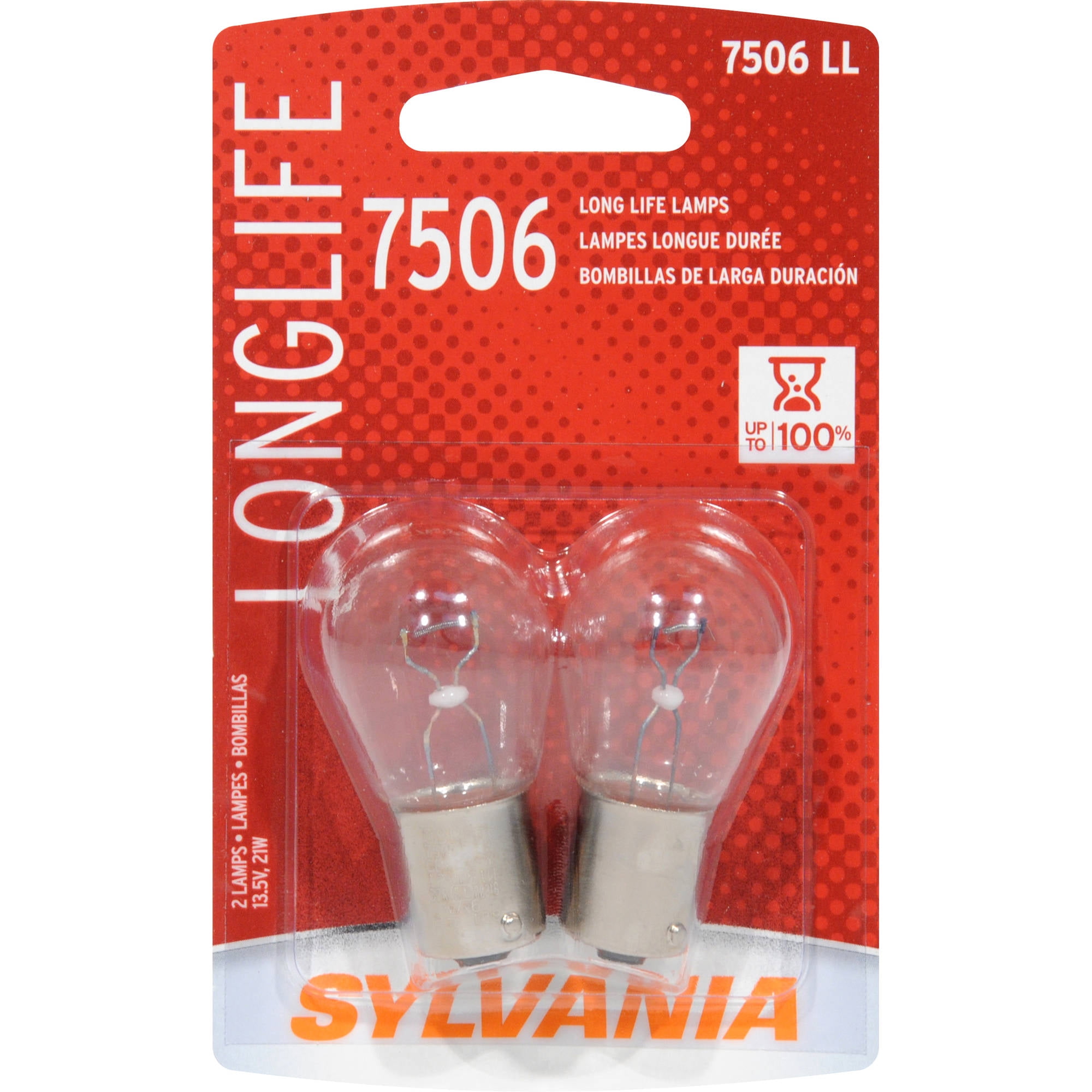 Sylvania 7506 Long-Life Miniature Clear Halogen Automotive Bulb fits Automotive 2 pack, Compatible with Multiple Cars