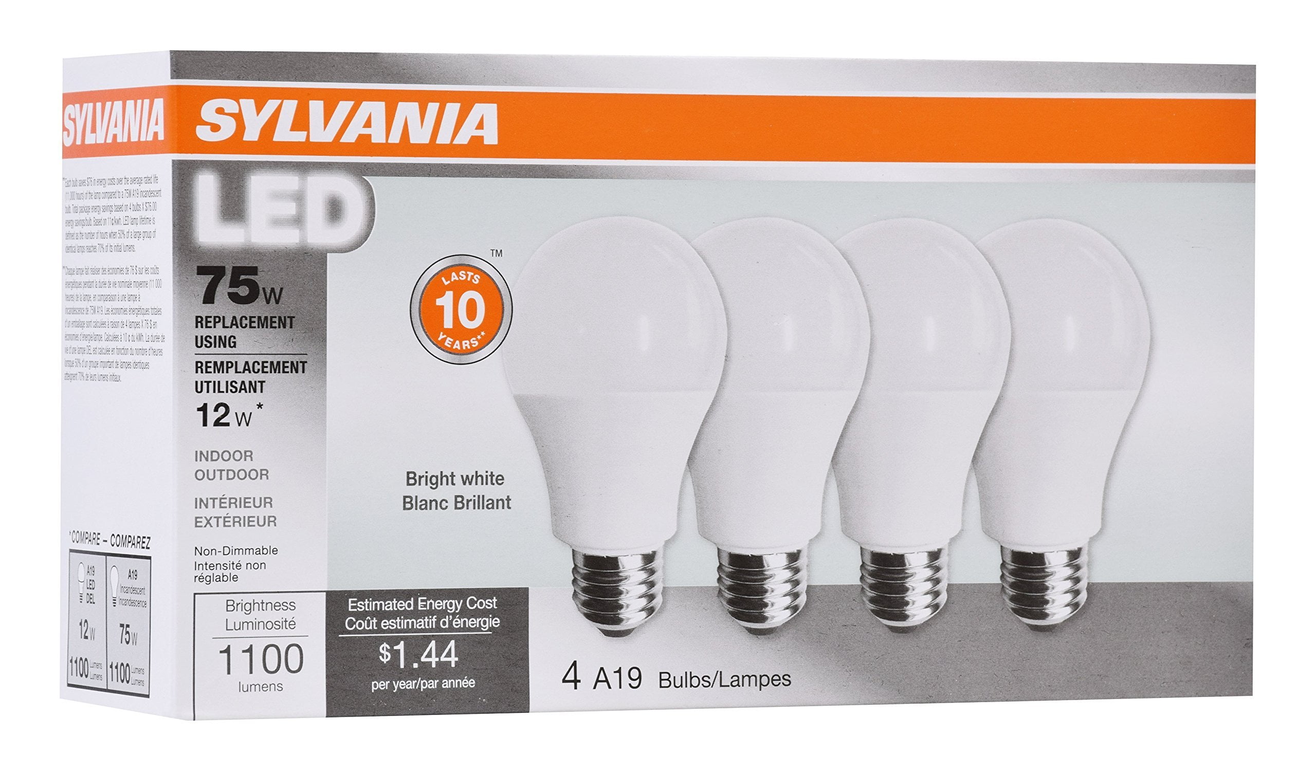 Sylvania 78099 - LED12A19F83510YVRP4 A19 A Line Pear LED Light Bulb