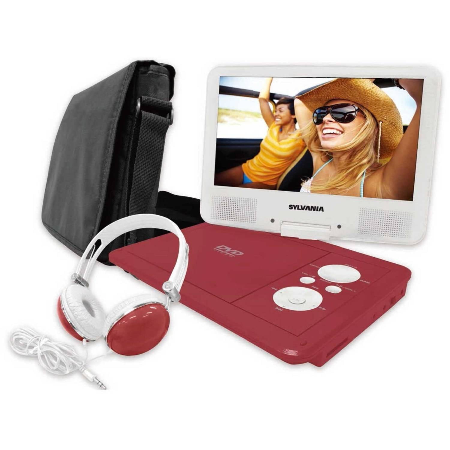 Sylvania 9" swivel screen portable dvd player with deluxe carry bag and matching headphones