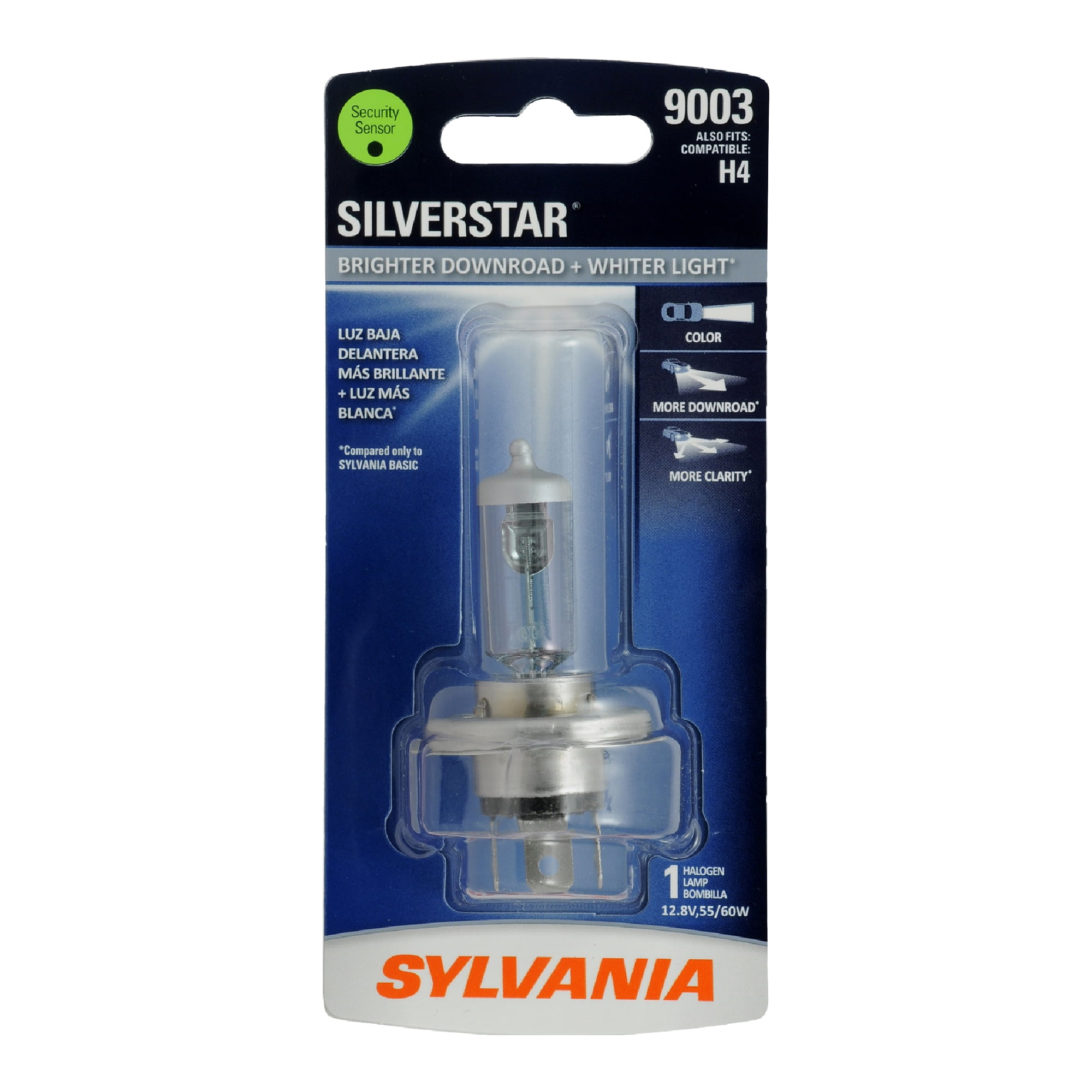 Sylvania 9003 SilverStar Halogen Headlight Bulb, 1 Pack, Compatible with Multiple Cars