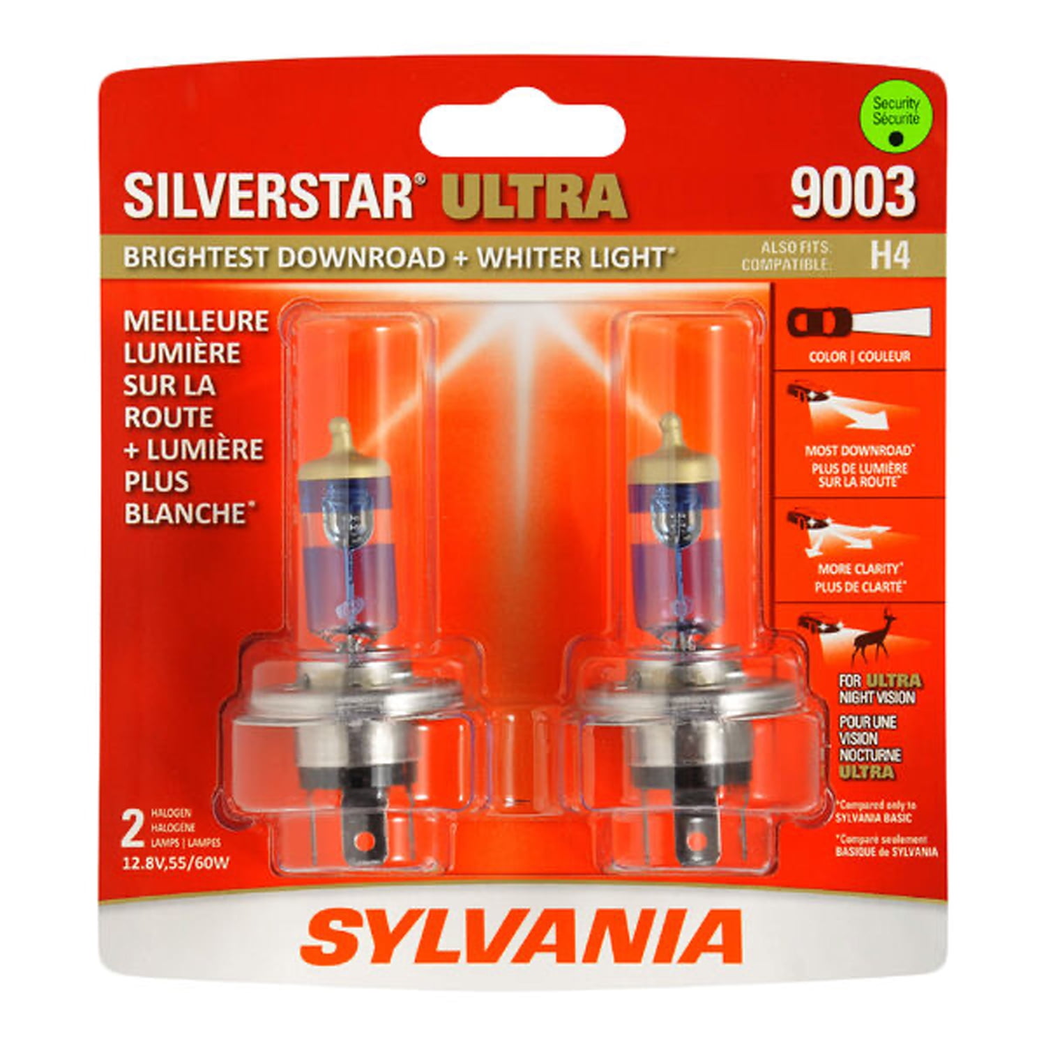 Sylvania 9003 SilverStar ULTRA Halogen Headlight Bulb (2 Pack)