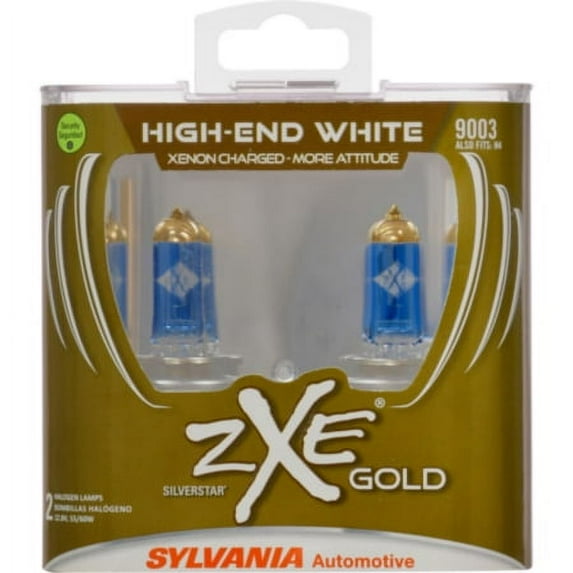 Sylvania 9003 SilverStar zXe Gold Halogen Headlight Bulb, Pack of 2, compatible with multiple vehicles