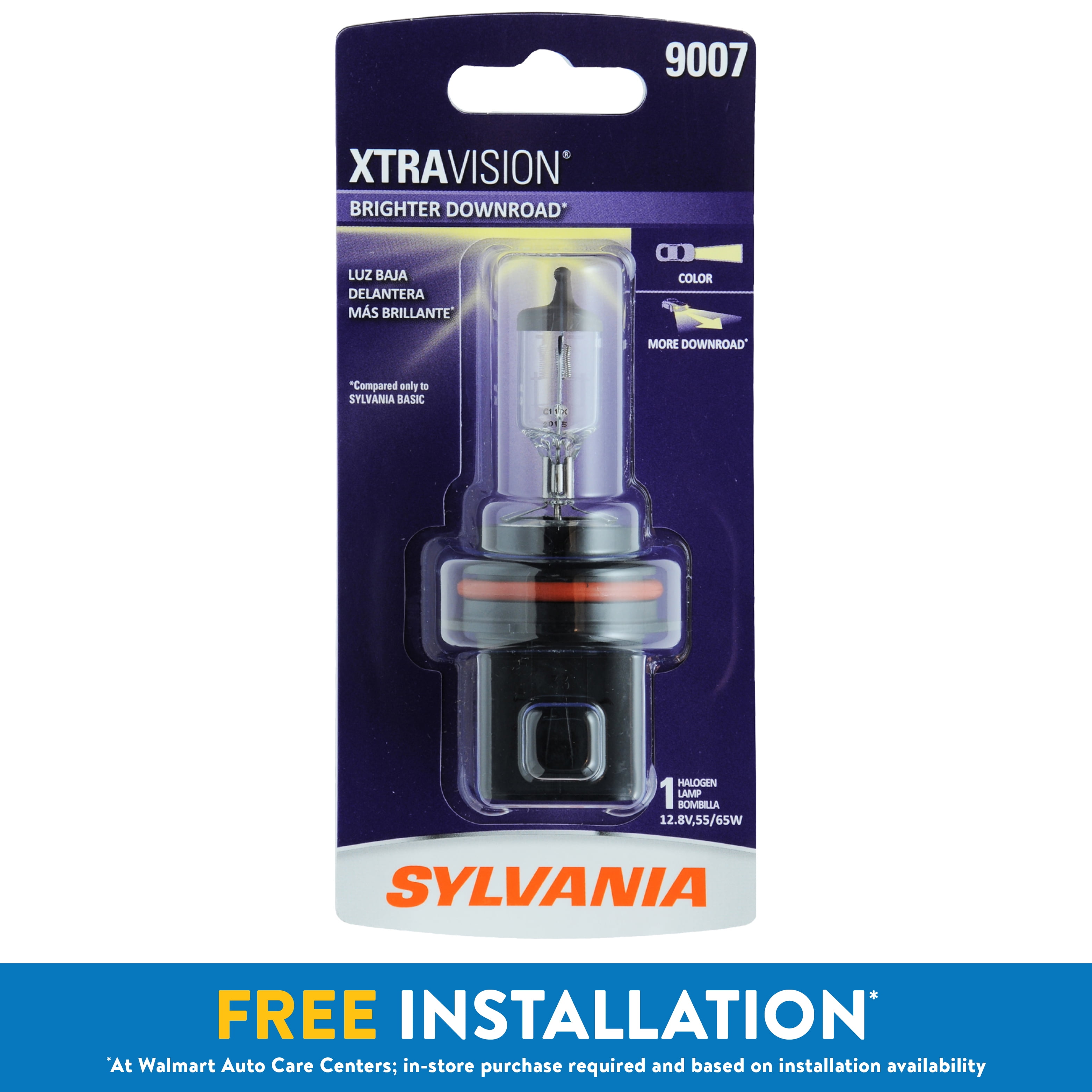 Sylvania 9007 XtraVision Halogen Headlight Bulb, Pack of 1.