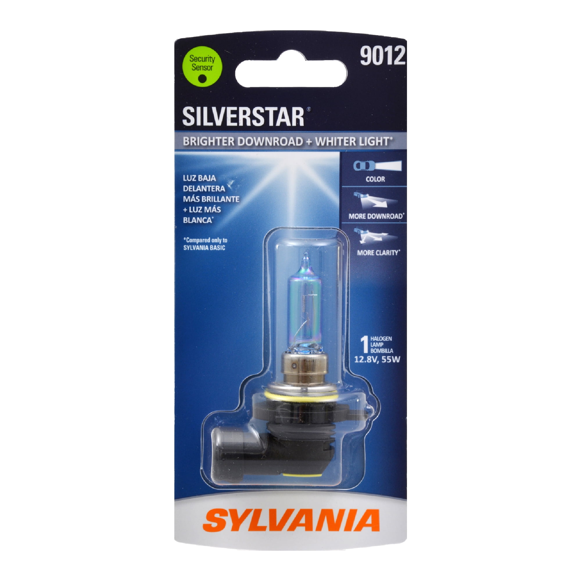 Sylvania 9012 SilverStar Auto Halogen Headlight Bulb, Pack of 1. 