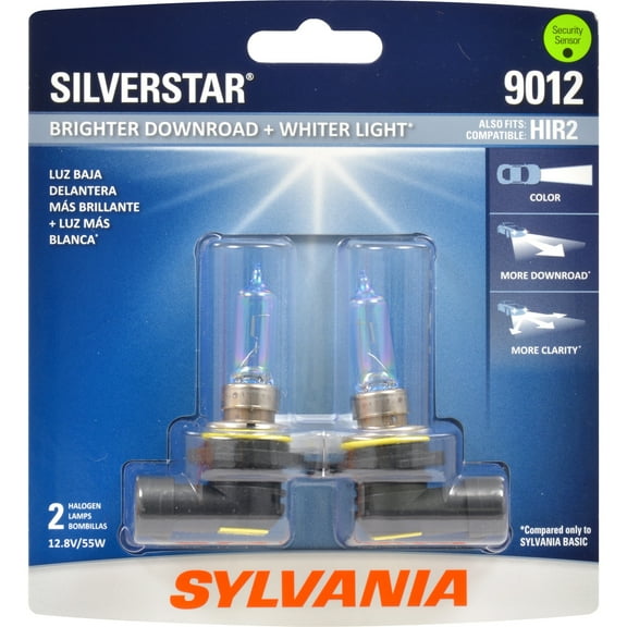 Sylvania 9012 SilverStar Halogen Headlight Bulb, Pack of 2.