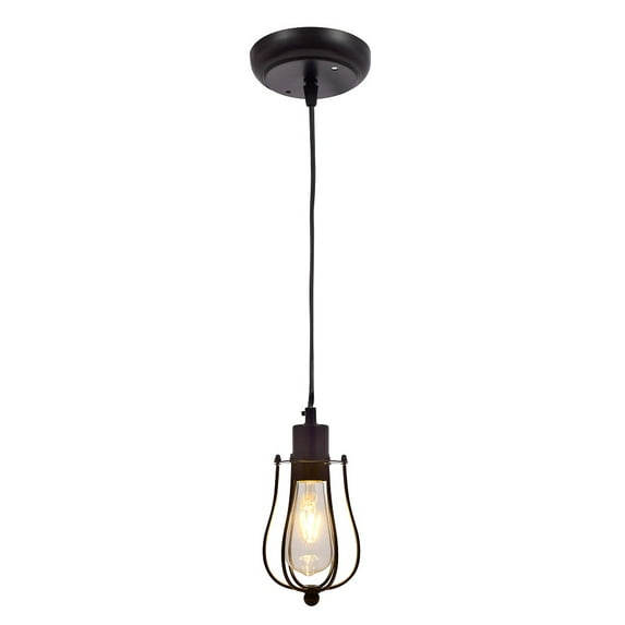 Sylvania Antique Black 60114 60113 Lowell Cage Pendant Light, LED, Dimmable Bulb Included Vintage Fixture