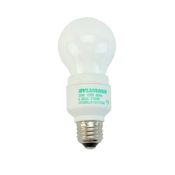 Sylvania CF20RC/A19/827 29537 A19 E26, 2700K, CFL Light Bulb, 20W, (6 PACK)