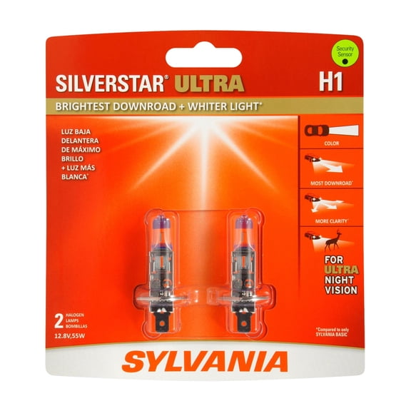 Sylvania H1 SilverStar Ultra Halogen Bulb, Pack of 2