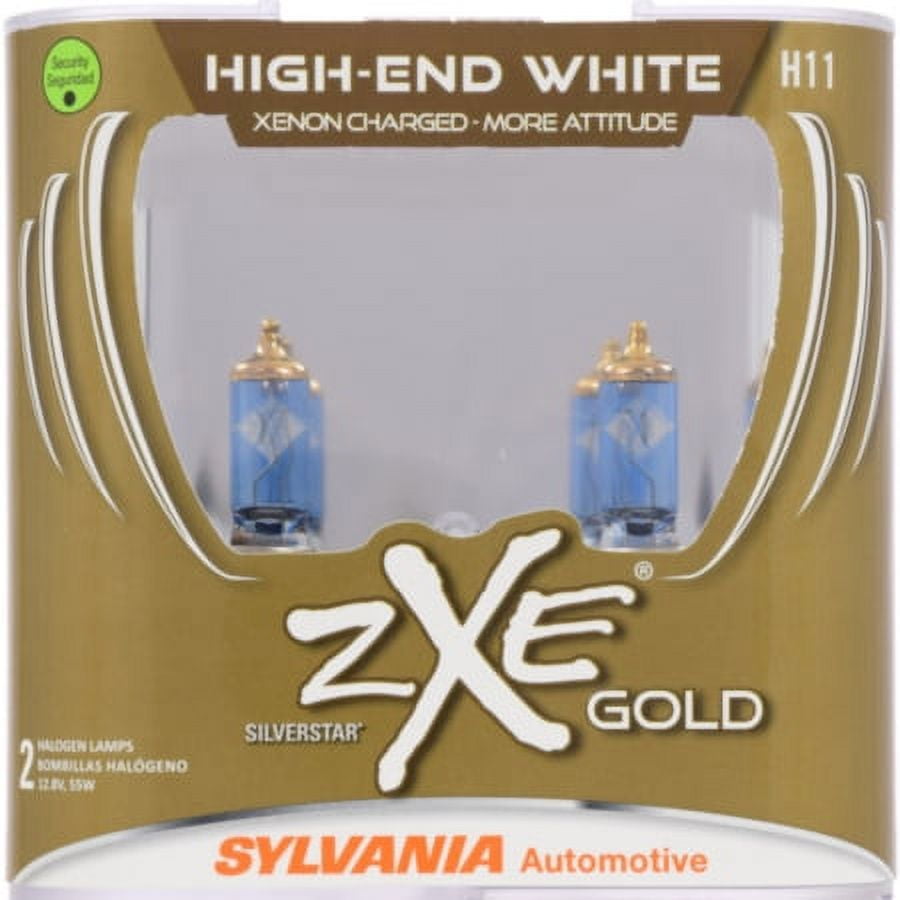 Sylvania H11 SilverStar zXe Gold Halogen Headlight Bulb, Pack of 2.