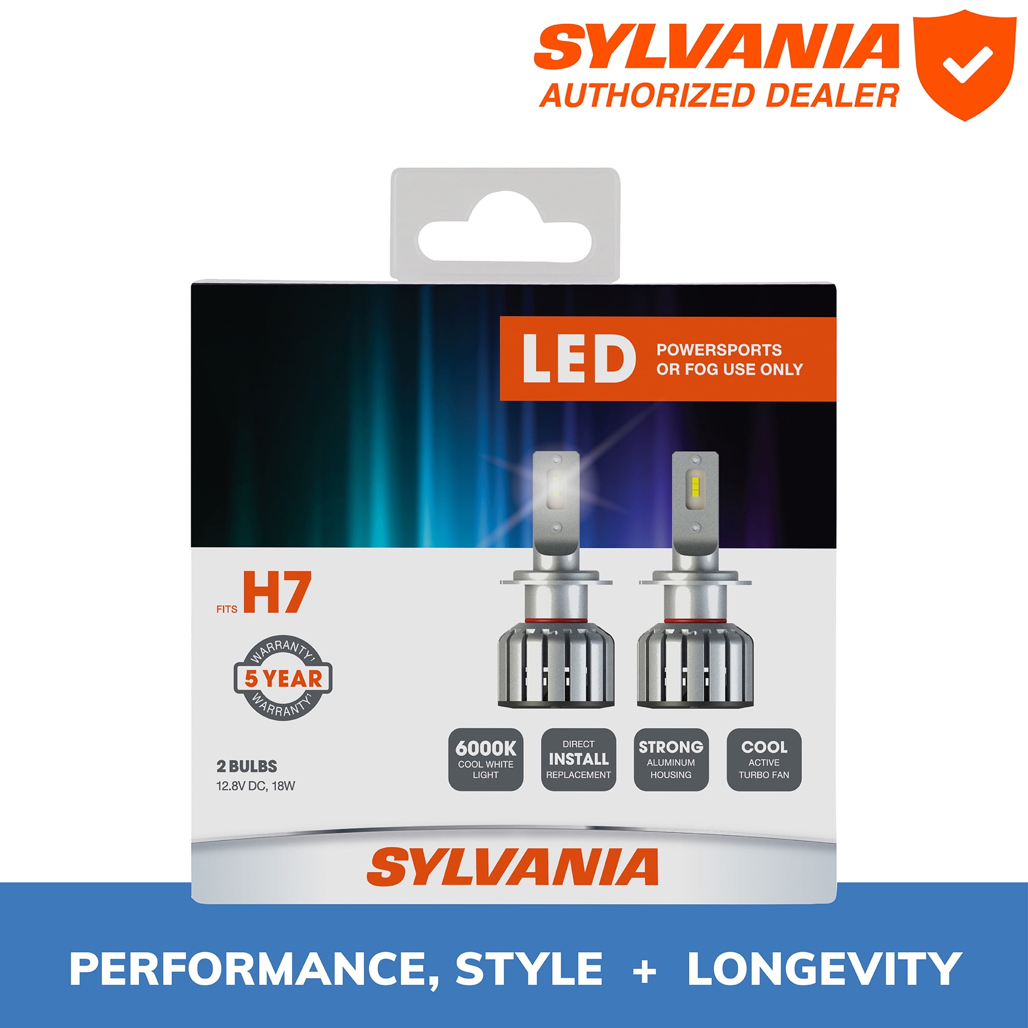 Sylvania H7 LED Fog Light and Powersport Bulb, Pack of 2